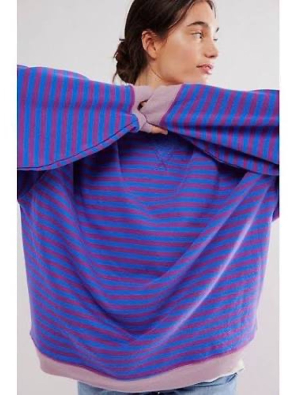 We The Free Classic Striped Oversized Crewneck EUC